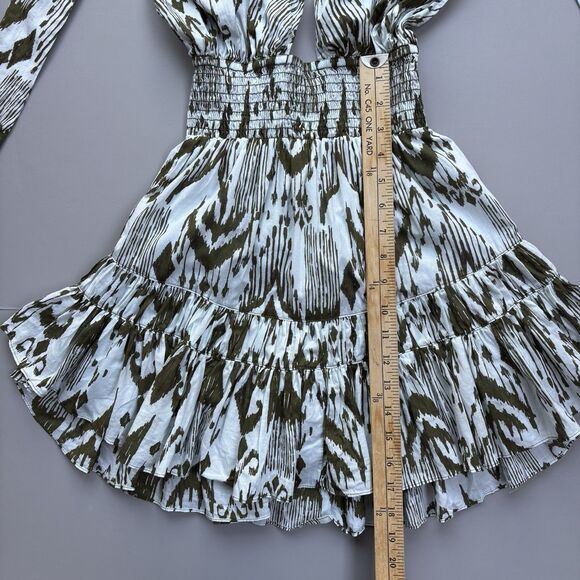 MISA Los Angeles Tula Halter Mini Dress Women XS Smocked Waist Tropical Vacation - Picture 7 of 10